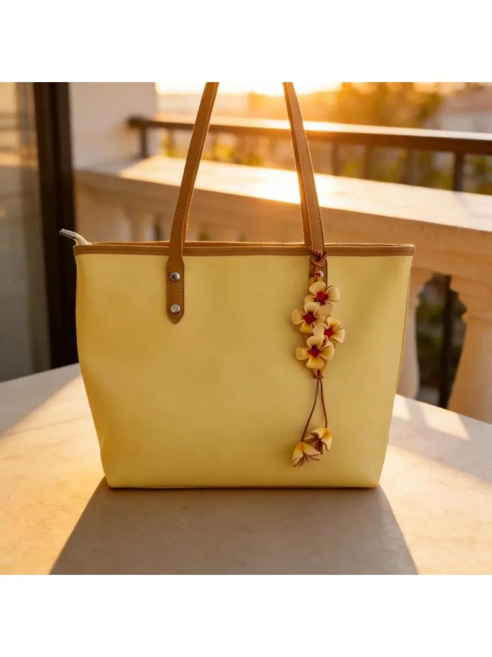 Boho Genuine Leather Flower Keychain | Cute Handbag & Purse Charms for Women